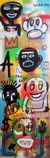 SPACO signed CUT OFF VIRUS  tableau pop STREET ART graffiti france US