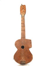 Art Africain - Guitare Baoulé Ancienne & Usuelle - Instrument de Musique 65 Cms