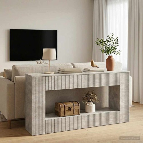 Table console rayé bois - console,