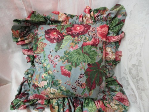 Vintage pillow blue pink - pillow,