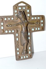 -CROIX BRONZE et perles émail