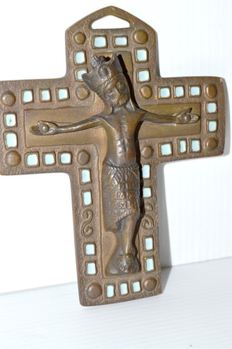 Croix bronze perles émail - bronze,