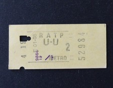 Ancien ticket Paris Métro UU