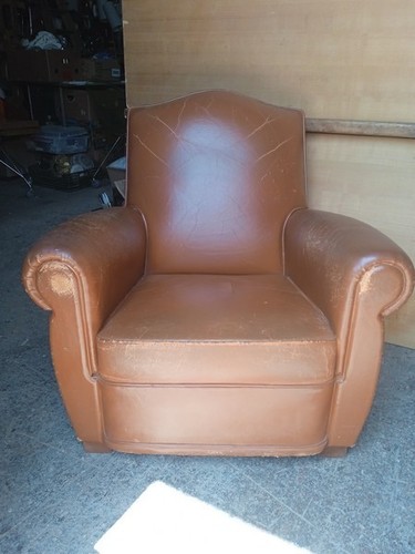 Fauteuil club cuir vintage - club,