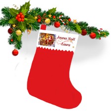 Botte de noël chaussette père noël haut 39 cm personnalisée avec prénom réf 07