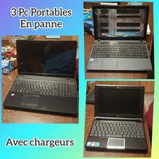 Lot de 3 Pc Portables 10" 15" et 17" en Panne avec Chargeurs - Manque une Dalle
