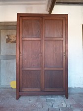 Armoire bois portes coulissantes, armoire bois, meuble de rangement vintage