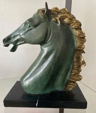 Statue, sculpture, tête de cheval en bronze
