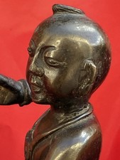 Sujet Bronze Chine XIX° Porte Torchère A Restaurer