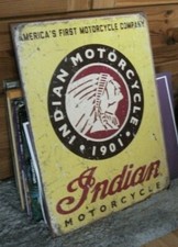 INDIAN MOTORCYCLE grande Plaque métal  ♠  rétro vintage moto ➤ 31X40cm