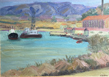 Peinture XX em  sud de la France , huile sur panneau signée François Diana