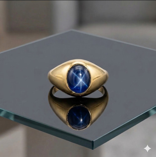 Bague saphir étoile bleue