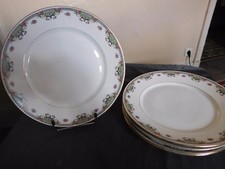 William & Guérin 5 assiette plate porcelaine de Limoges guirlande de rose fleurs