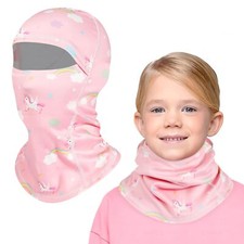 Cagoule d'hiver Thermique pour Enfants 4-12Ans Coupe Masque de Ski Cyclisme M...