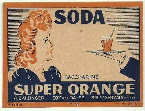 étiquette ancienne soda