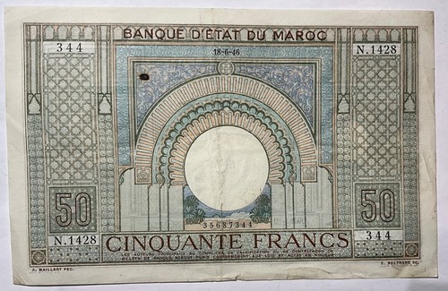 Maroc francs 18 06 1946 - maroc, 50