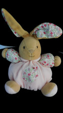 doudou peluche boule lapin beige rose fleurs Liberty oiseau KALOO 17cm
