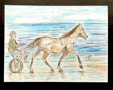 dessin original cheval sulky