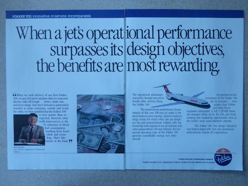 1988 pub fokker 100 swissair - pub,