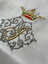 6 serviettes table, Brodées