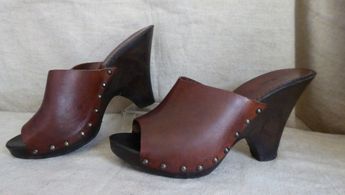 Sabots bois talon - bois, cuir