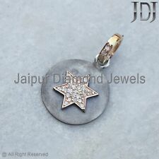 14k Or Diamant Pavé Étoile Pendentif Breloque 925 Argent Fin Bijoux Noël Cadeaux