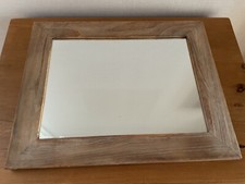 Miroir Mural en Bois Naturel façon Cérusé, 50 x 40 cm - rectangulaire