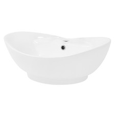 Vasque en céramique blanc ovale lavabo à poser évier lave-mains 590x205x395 mm