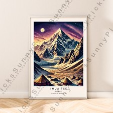 Imja Tse Népal Affiche Himalaya Mountain Estampe Illustration Cadeau sans Cadre