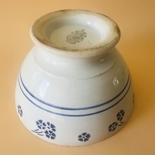 Bol ancien KG Lunéville France blanc et bleu - motifs floraux - vintage retro