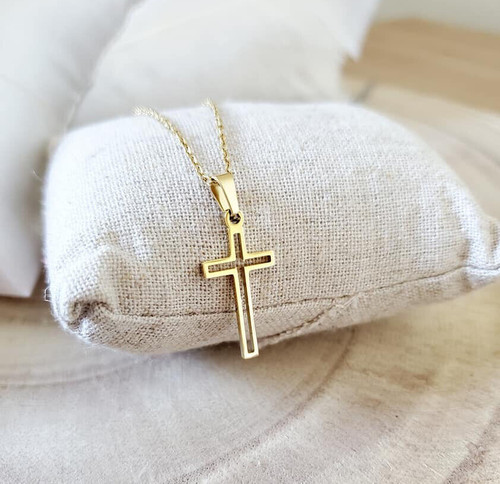 Collier pendentif croix - , acier