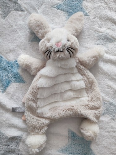 Doudou lapin beige gris - lapin, blanc