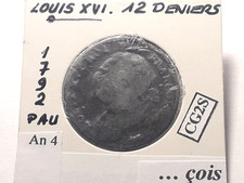 Louis XVI 12 Deniers 1792 Pau An 4 François