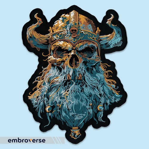 Viking skull embroidered large - viking,