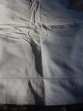 ANCIEN DRAP BLANC MONOGRAMME JC 228 X 320 JOURS ECHELLE RIDEAU NAPPE DÉCORATION 