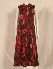 ROBE DE SOIRÉE VINTAGE IMPRIMÉE "COUTURENNE - PARIS" UK 12 petit 14 / FR 40 petit 42