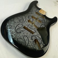 Strat Guitar Body 3pcs North American Alder Paisley Black/Silver  ≦2.0Kg
