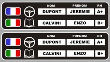 2 X NOM PILOTE + COPILOTE + DRAPEAU 20CM RALLYE COURSE STICKER 012