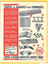 MASEVAUX (68) USINE "TANNERIE ALSACIENNE" AGRAFES pour COURROIE Cuir en 1953