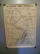 MILITARIA - AFFICHE ANCIENNE CARTE DE LA LIGNE MAGINOT.