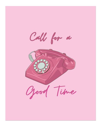 Téléphone rose rétro art