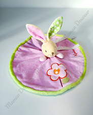 Doudou Plat Rond Lapin Rose