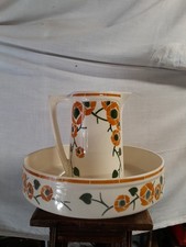 Ensemble de toilette ancien broc et bassine en faïence De LUNÉVILLE 