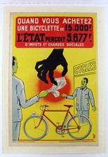 Affiche Vélo Ancien insolite 1950's - 1960's signée JACQUEMIN old bicycle
