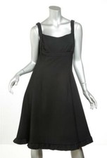 PRADA Womens Classic Black Sleeveless Ruffle Hem Cocktail Dress 8-44 NEW