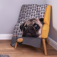 Chien Carlin Avec Biscuit Design Doux Polaire Couverture