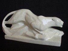 Ceramique Faïence Craquelée Signée E.SIEGL "PANTHERE A L’AFFUT" ART DECO