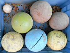 jeu de 6 grosse boule en bois + gros cochonnet jouet ancien lot