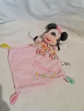 Doudou plat Minnie rose fleurs