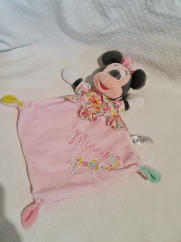 Doudou plat minnie rose fleurs - doudou,